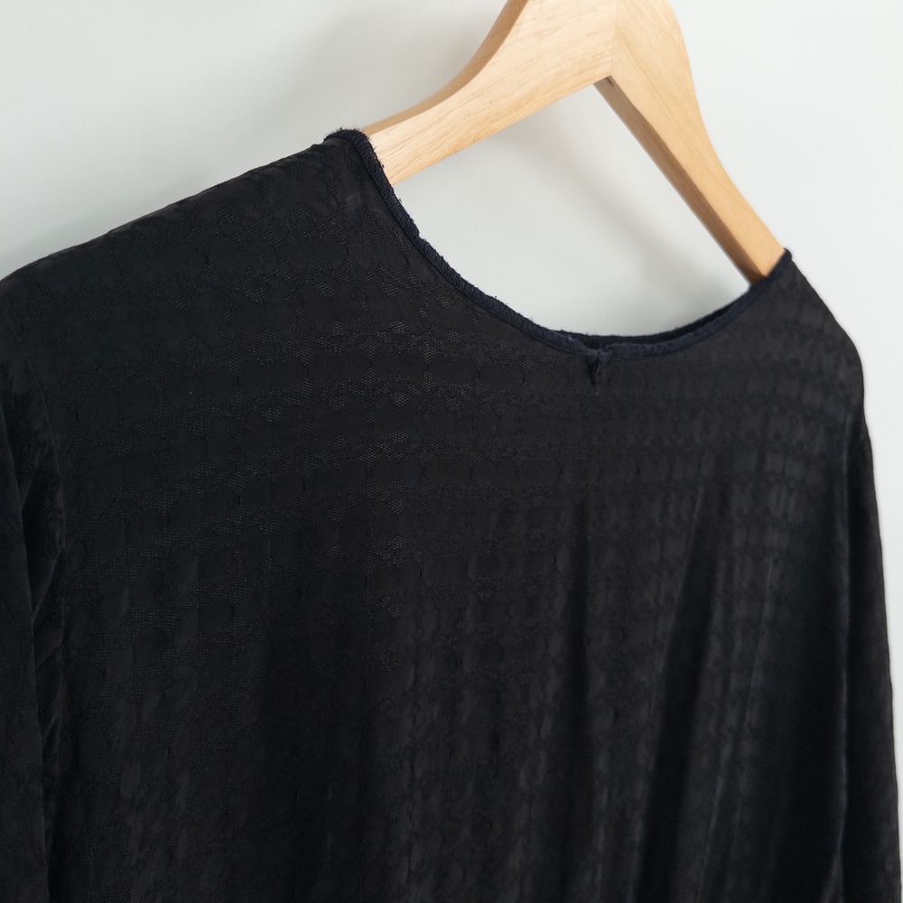 Vintage Lagenlook Dress Womens Large Black Jacquard Garb Artwear Flowy Artsy - Picture 9 of 11